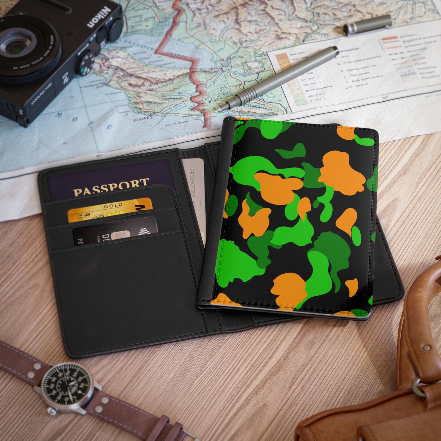 Dev-Camo Green/Orange  Passport Cover