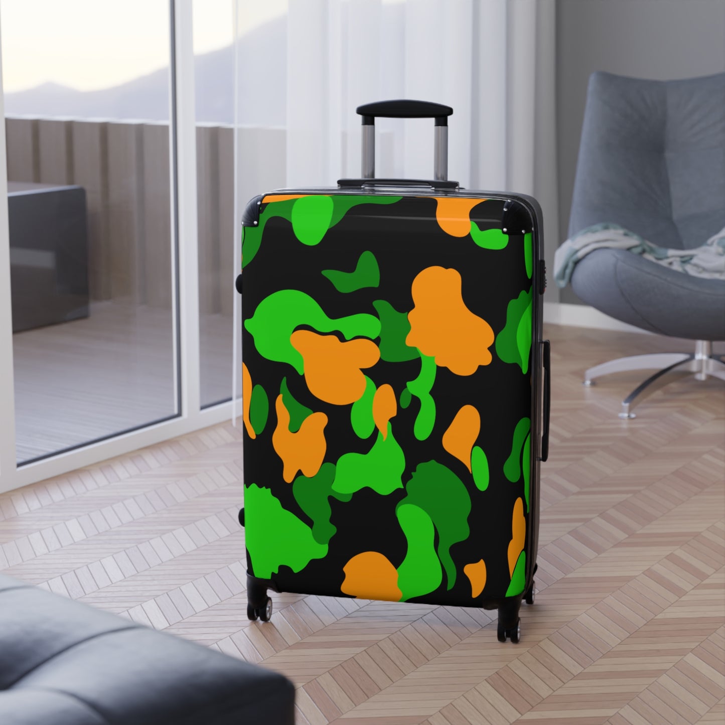 Dev-Camo Green/Orange Suitcase