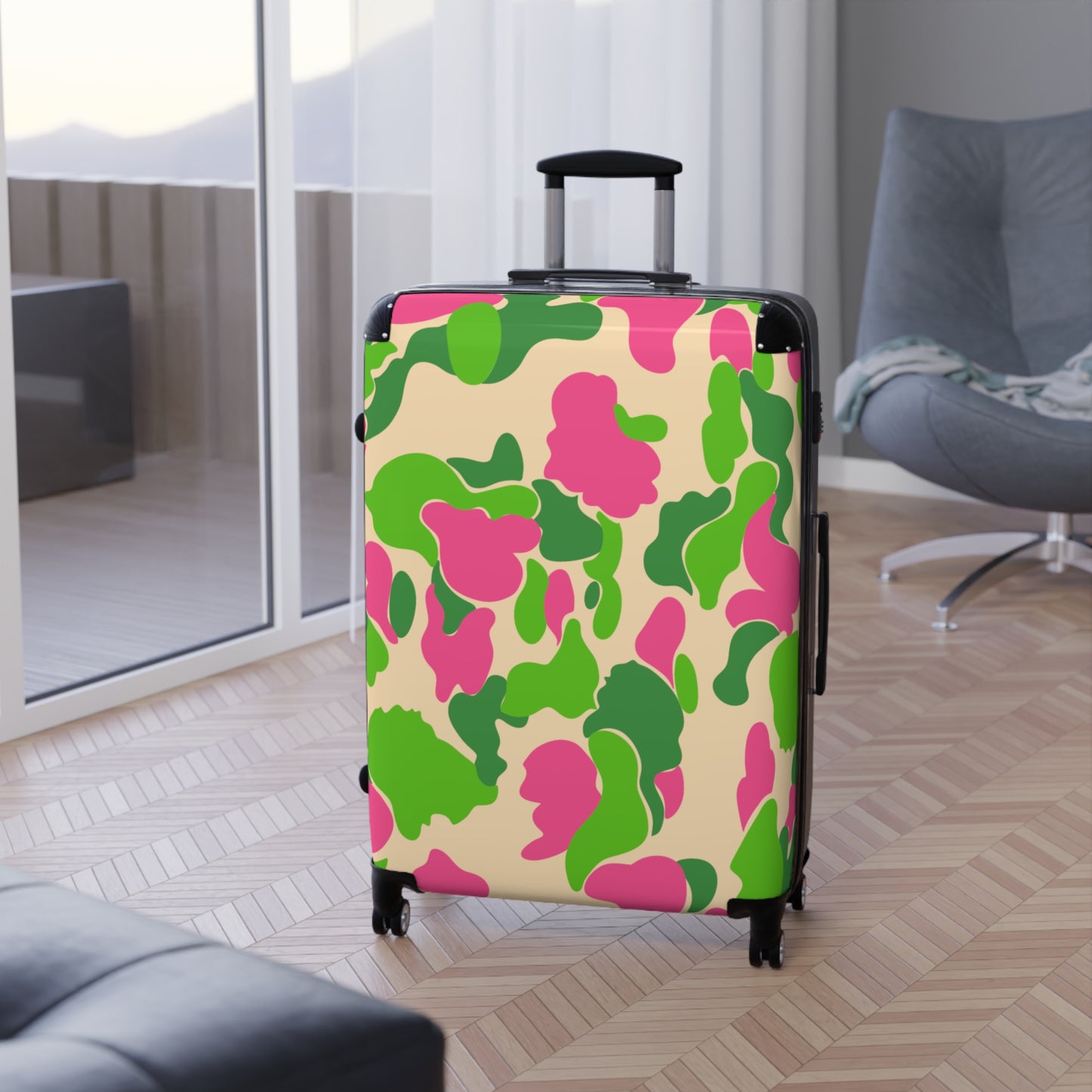 Dev-Camo Green/Pink Suitcase